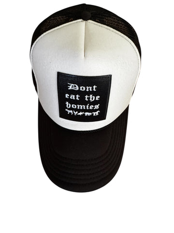 Don't Eat The Homies white preloved baseball cap front view