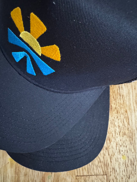 Freshy Brand Baseball Cap Black - Embroidered Logo Front View