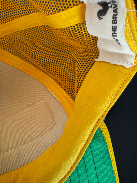 You The Brave yellow baseball cap lifestyle shot - California brand