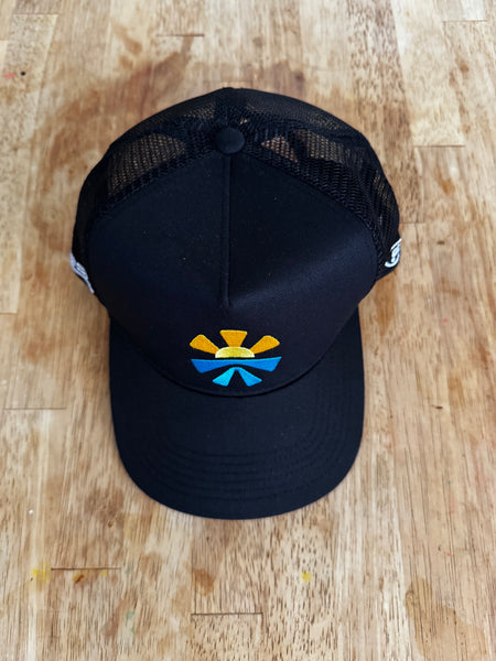 Close-up Embroidered Freshy Logo on Black Baseball Cap