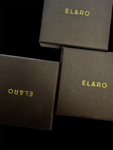 EL&RO June pearl huggie earrings in signature black gift box packaging for birthstone jewelry