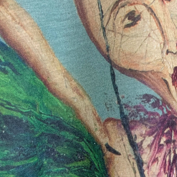 Back view of Kurt Cobain Portrait olive graphic tee