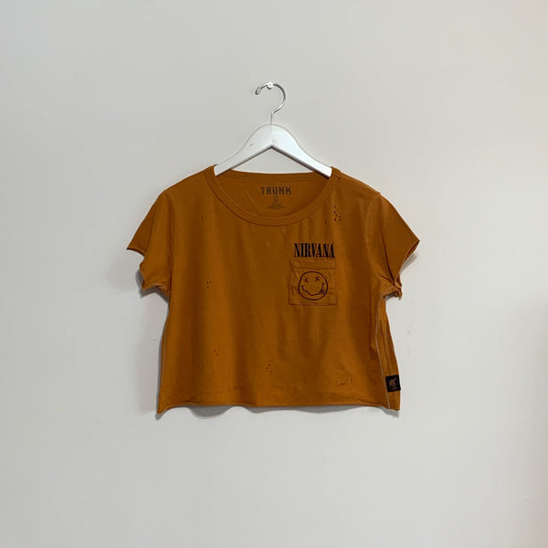 TRUNK LTD - Nirvana Boxy Crop Embroidery Pocket T-Shirt