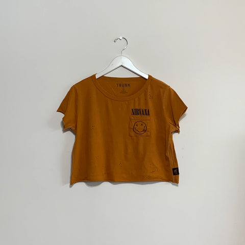 TRUNK LTD - Nirvana Boxy Crop Embroidery Pocket T-Shirt